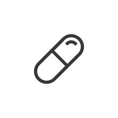 Minimalist Pill Icon: Medical Capsule Outline on White Background