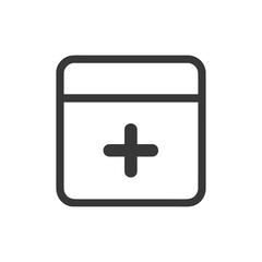 Fototapeta premium Minimalist Calendar Icon with Plus Sign in Dark Gray on White Background