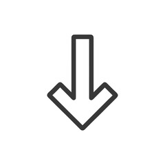 Bold Downward Arrow Icon: Simple, Modern Design on White Background