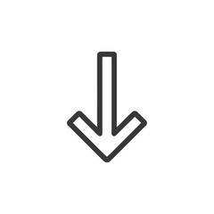 Simple Downward Arrow Icon: Minimalist Design on White Background.