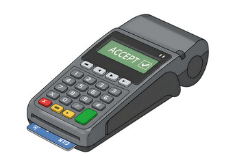 Gray Payment Terminal Isometric View isolated on a transparent background