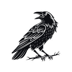 Obraz premium Majestic Raven Illustration Dark Bird, Mysterious Creature, Black Feathers