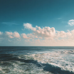 Obraz premium Beautiful panorama of seascape with blue sky at daylight