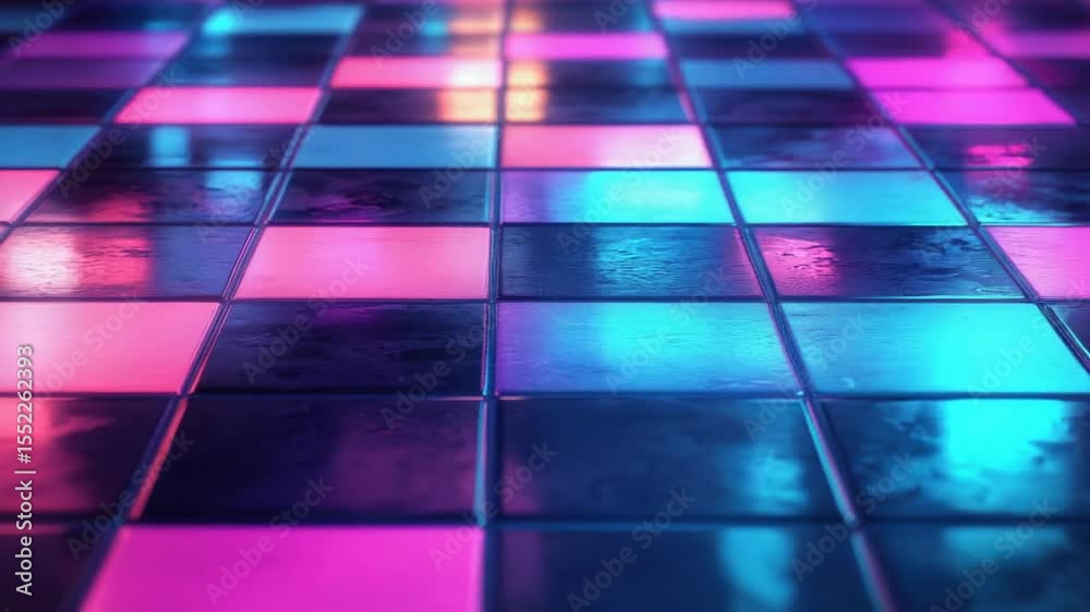 Poster A close-up shot of a colorful tiled floor with intricate designs and patterns