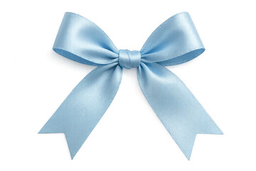 Light Blue Satin Ribbon Bow Isolated on White – Decorative Accessory for Gifts, Crafts, or Events