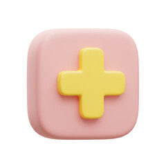 Obraz premium Pink square plus sign icon isolated on transparent background