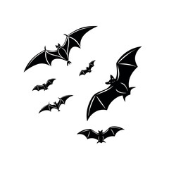 Fototapeta premium Silhouette of Bats in Flight Night Creature Illustration