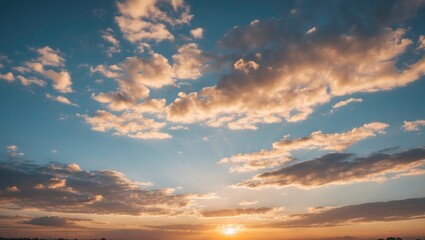 Fototapeta premium Beautiful sky with clouds at sunrise or sunset with empty copy space for text