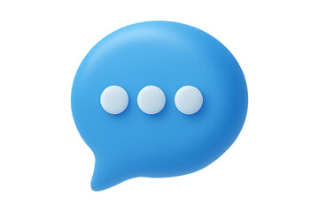 3D Blue Chat Bubble with Dots – Message Notification Icon - Transparent Background