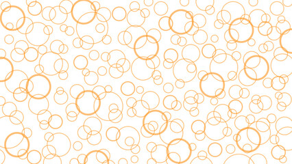 Orange bubbles on white background, wallpaper with disks, circles, air bubbles. Flight effect, light airy drawing.