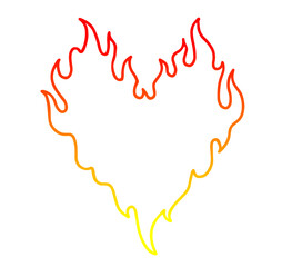 Heart Shape Made of Flames – Fiery Gradient, Passion, Burning Love, Intense Emotions, Romantic Heat, and Flaming Desire, Valentine’s Day Design