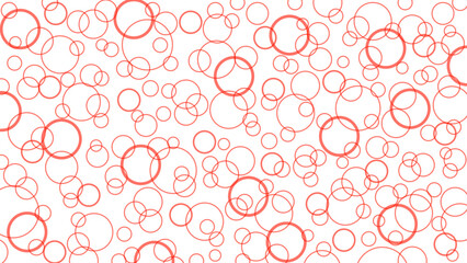 Red bubbles on white background, wallpaper with disks, circles, air bubbles. Flight effect, light airy drawing.