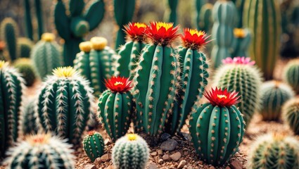 Obraz premium Cactus (Plural Cacti, Cactuses, Or Cactus) Is A Member Of The Plant Family, A Family Comprising About Genera With Some Known Species Of The Order.. With Empty Copy Space For Text
