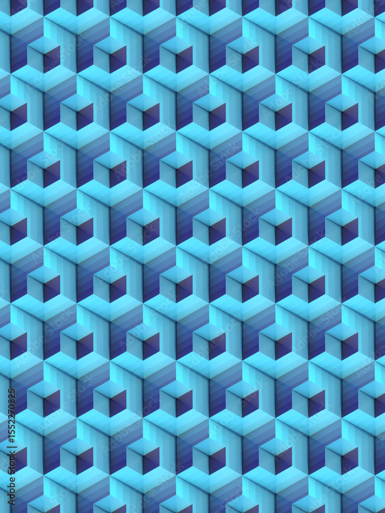 Poster Illustration of volumetric hexagons with soft transitions. 3d rendering