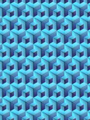 Illustration of volumetric hexagons with soft transitions. 3d rendering