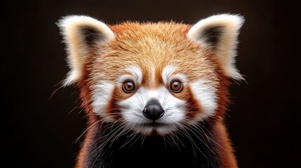 Fototapeta premium An adorable close-up of a red panda showcasing its bright eyes and fluffy fur, which emphasizes the beauty of wildlife and evokes feelings of warmth and affection towards nature.