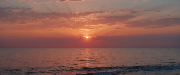 Beautiful sunset over the ocean with empty space for text