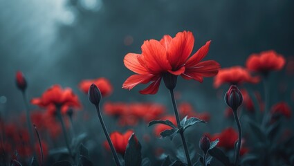 Obraz premium A striking red flower symbolizing love and life