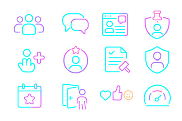 Neon social media icons - communication, profile, security, interaction