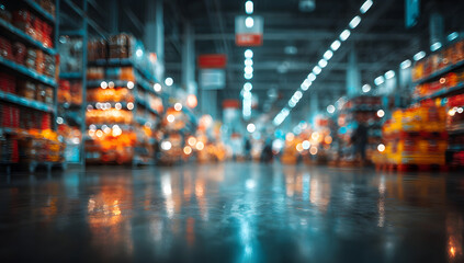 Abstract blurred interior supermarket for advertisement background concept geared towards marketing and branding purposes.