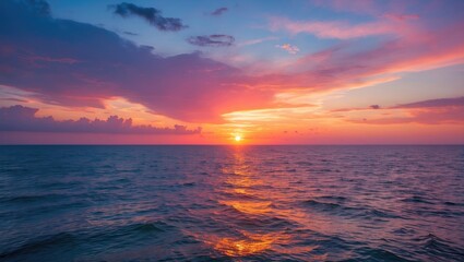 Amazing sunrise at sea with colorful view at morning.
