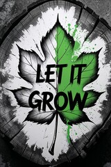 Environmental awareness graffiti art illustration, featuring urban trees, forest symbols and climate activism slogans in black, white and vibrant green street art style.