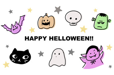 手書き風ハロウィンキャラクタ