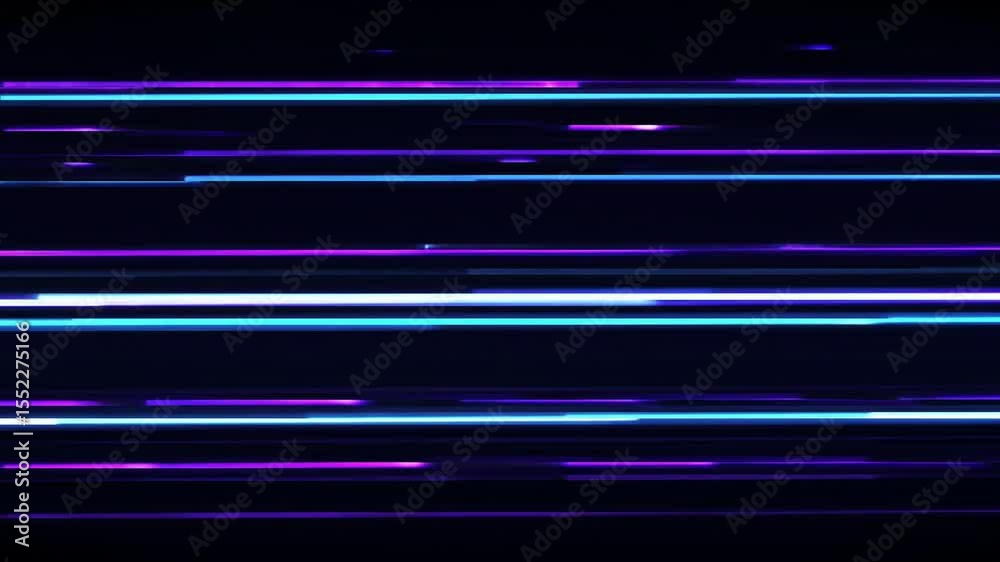 Wall mural dynamic neon lines flowing horizontally in futuristic digital animation.