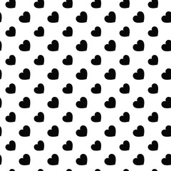 Fototapeta premium Repeating Diagonal Black Hearts on White