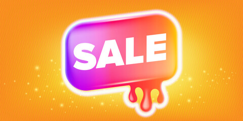 Summer Sale Sticker Liquid Design on orange summer background with sun lights. Price sticker, abstract shape sticker, price tag, retro label, sale or discount sticker, promotional badge label