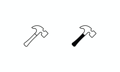 Hammer icons set Line and Glyph black vector icon stock illustration