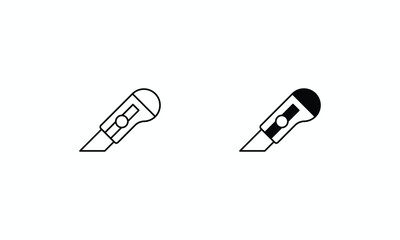 Carpet Knife icons set Line and Glyph black vector icon stock illustration