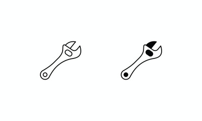 Carriage Wrench icons set Line and Glyph black vector icon stock illustration