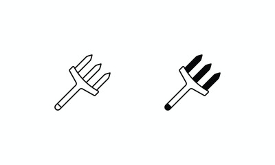Pitchfork icons set Line and Glyph black vector icon stock illustration