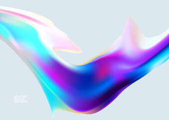 Abstract vector background of fluid 3D iridescent shape. Elegant wallpaper.
