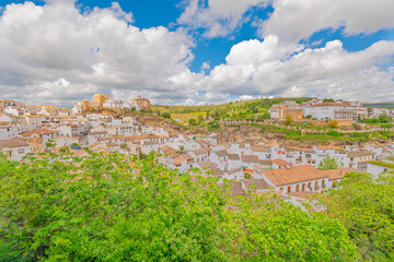 Aerial View of "Setenil de las Bodegas" Unique Cliffside Village in Andalusia, Spain