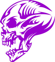Purple Monster Skull Head Illustration