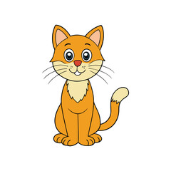 Obraz premium Cute, domestic kitten vector illustration with red fur, isolated on white, showing a beautiful, sitting young cat drawing