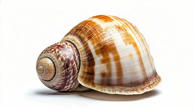 A detailed image of a snail shell on a white background, great for use in educational or scientific contexts