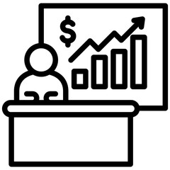 Chart Report black outline icon, use for journalist, broadcasting, news and media UI, UX kit, app and web development, digital or print.