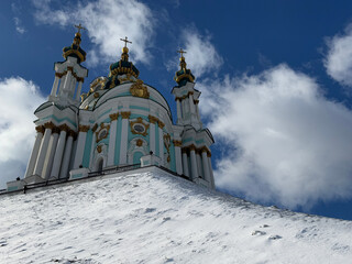St Andrew's church in winter Kyiv, Ukraine