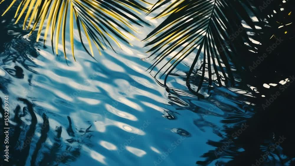 Poster a palm tree's reflection in calm water creates a serene scene