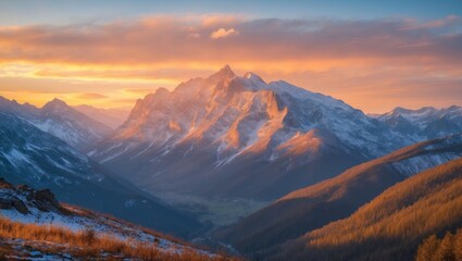 Obraz premium Alpine Carpathian Mountains in a beautiful sunset light.