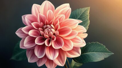 A close-up shot of a pink flower with green leaves, perfect for botanical or garden-themed designs