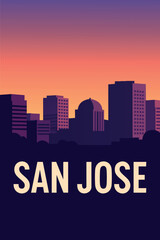 Naklejka premium Cityscape of San Jose at Twilight.eps