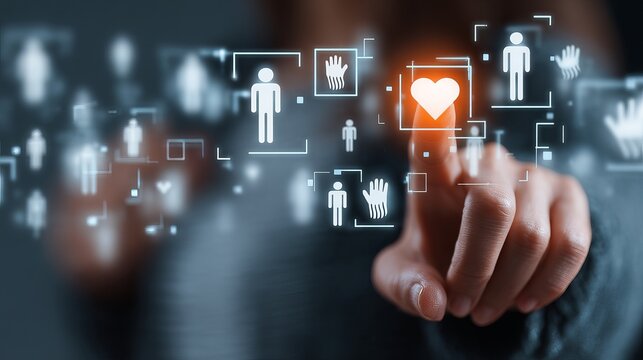 Digital Heart Human Connection Network Technology Interface Modern Futuristic Abstract Graphic Design Element User Experience Social Media Online Interaction Digital World Global