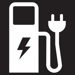 Car charging point icon png. Electric plug symbol. Electricity sign. Green energy vector illustration. Phone charge technology concept. Wire with plug and lightning bolt pictogram.