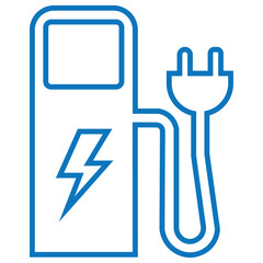 Electric Vehicle Charging Icons. EV, Battery, Plug in Car Silhouettes