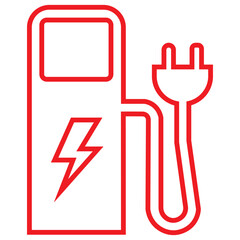 Electric Vehicle Charging Icons. EV, Battery, Plug in Car Silhouettes