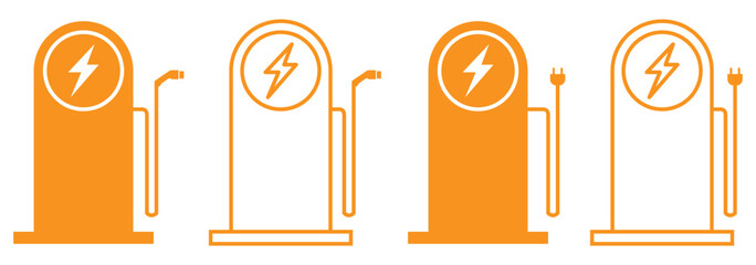 Electric car charging station ev recharge point icon